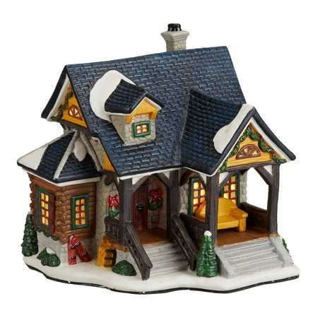 Holiday Time Christmas Lit Village Cabin Collectible Decoration