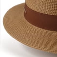 thumbnail image 6 of Womens Beach Straw Sun Hat Summer Classic Boater Sun Hat Panama Short Brim Fedora for Party Travel, 6 of 7