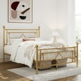 thumbnail image 2 of Allewie Full Size Metal Platform Bed Frame with Victorian Vintage Headboard and Footboard, Gold, 2 of 10