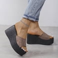 thumbnail image 5 of Slippers for Women,Platform Slippers Casual Comfortable Soft Fabric Slide Sandals With Thick Sole For Beach Walking Indoor Outdoor,Womens Slippers,Brown,8.5, 5 of 7