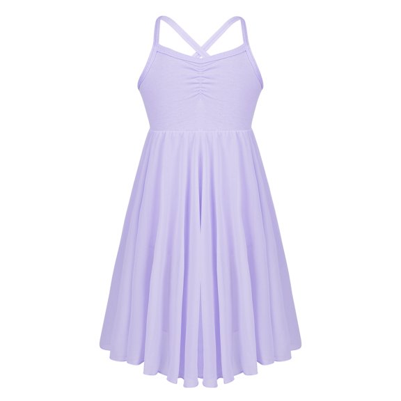 vastwit Girls Chiffon Ballet Dancer Dress Spaghetti Straps Gymnastics Skater Tulle Leotard Lavender M