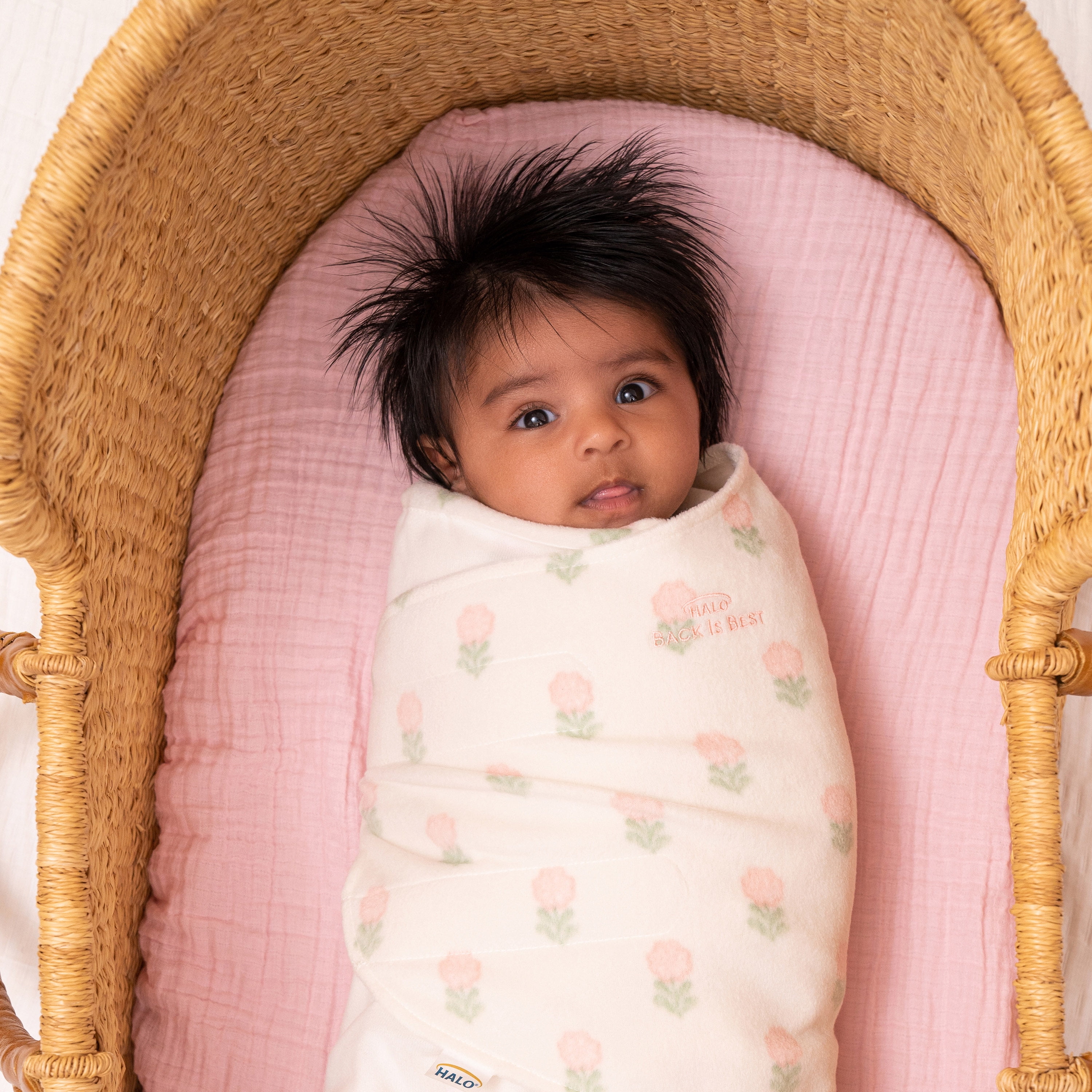 HALO SleepSack Swaddle, Micro-Fleece, Block Flower, Newborn Girls, 0-3 Months
