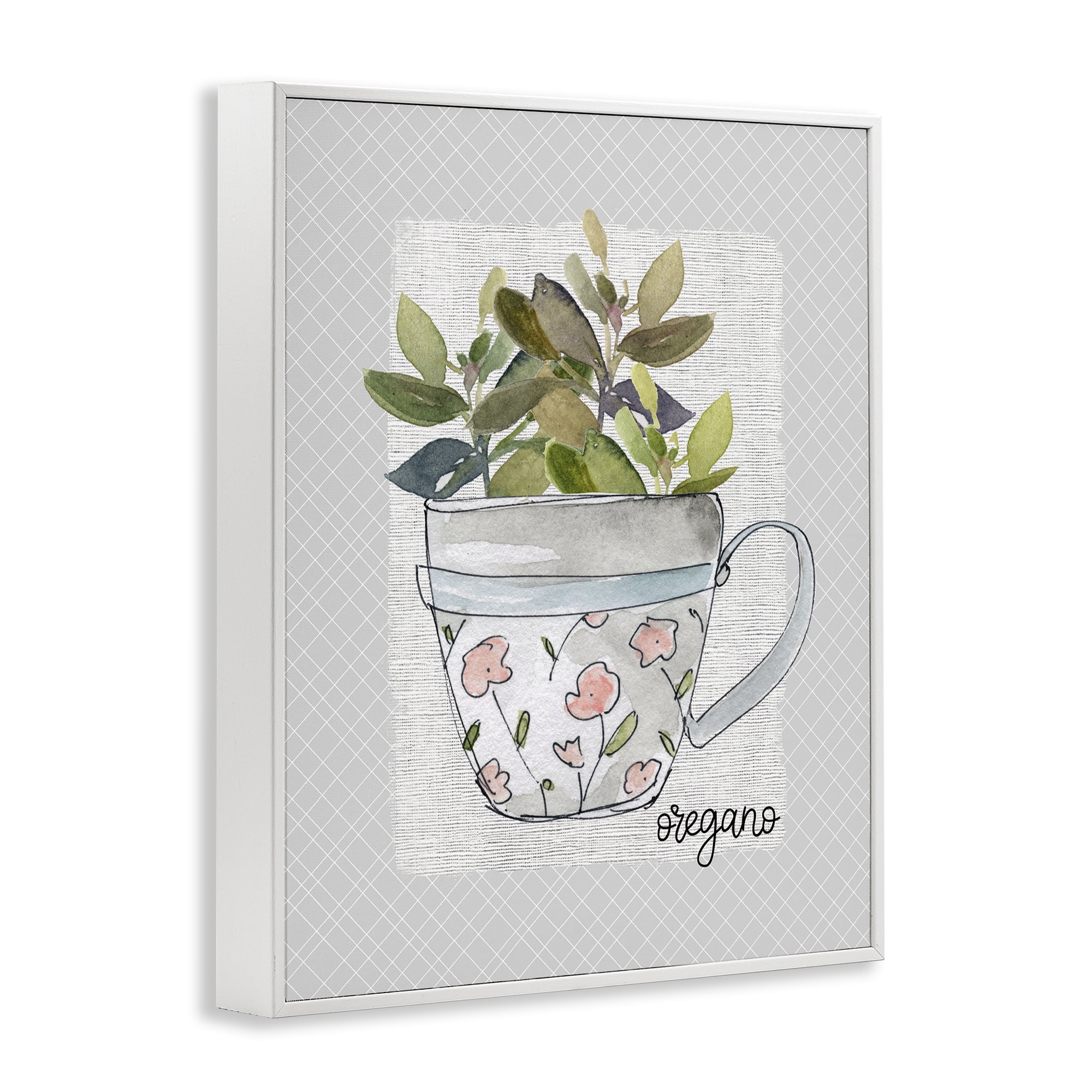 Stupell Industries Oregano Herb Mug White Framed Giclee Art, design by Livi Finn