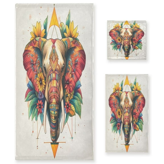 Three-Piece Towel Set Face Towel Towel Set Hand Towel Bath Towel Cotton Bath Towels Bath Towel Sets Hand Bath Towels Cool Color Elephant
