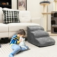 thumbnail image 2 of Gymax 3-Tier Foam Dog Ramp Non-Slip Dog Steps Soft Pet Stairs Ladder for High Sofa Bed, 2 of 10