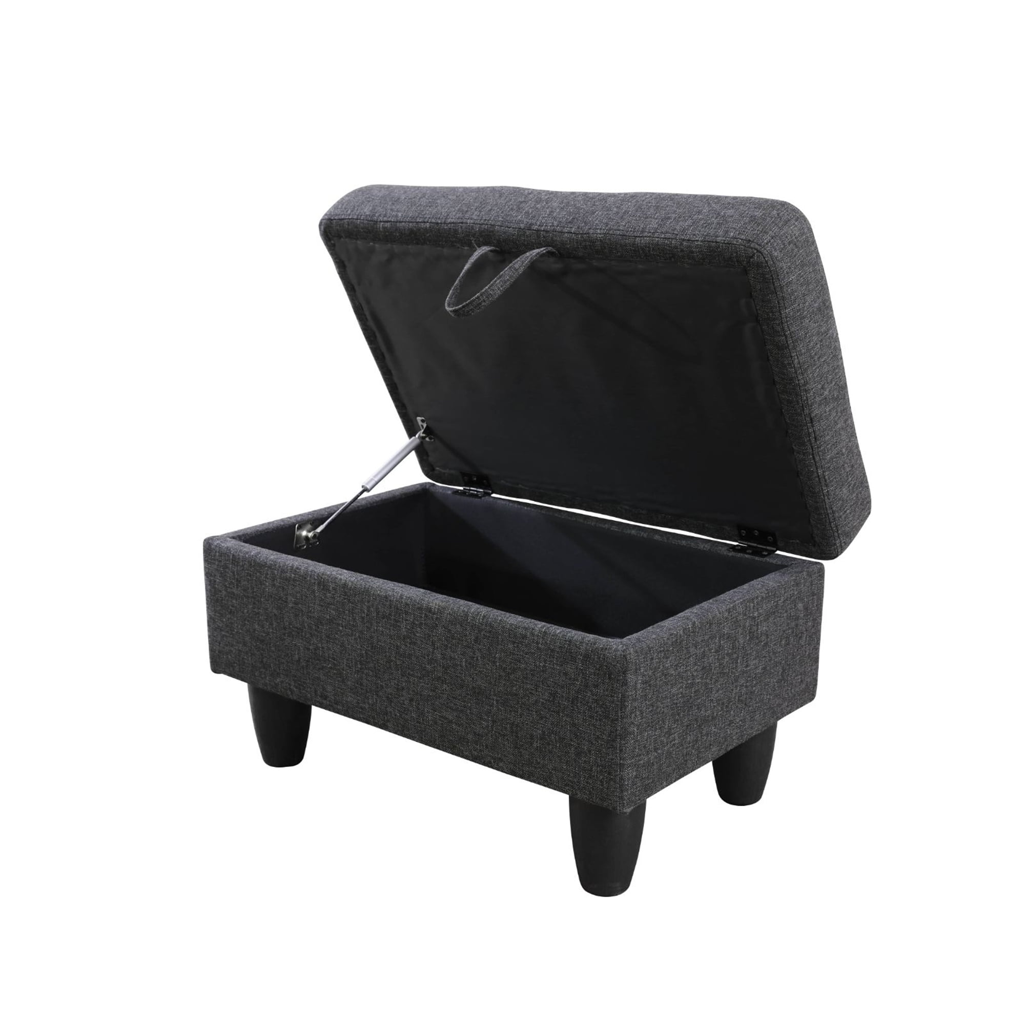 Aukfa 29" Storage Ottoman Bench for Sectional Sofa Set, Lift Top, Linen, Black Grey