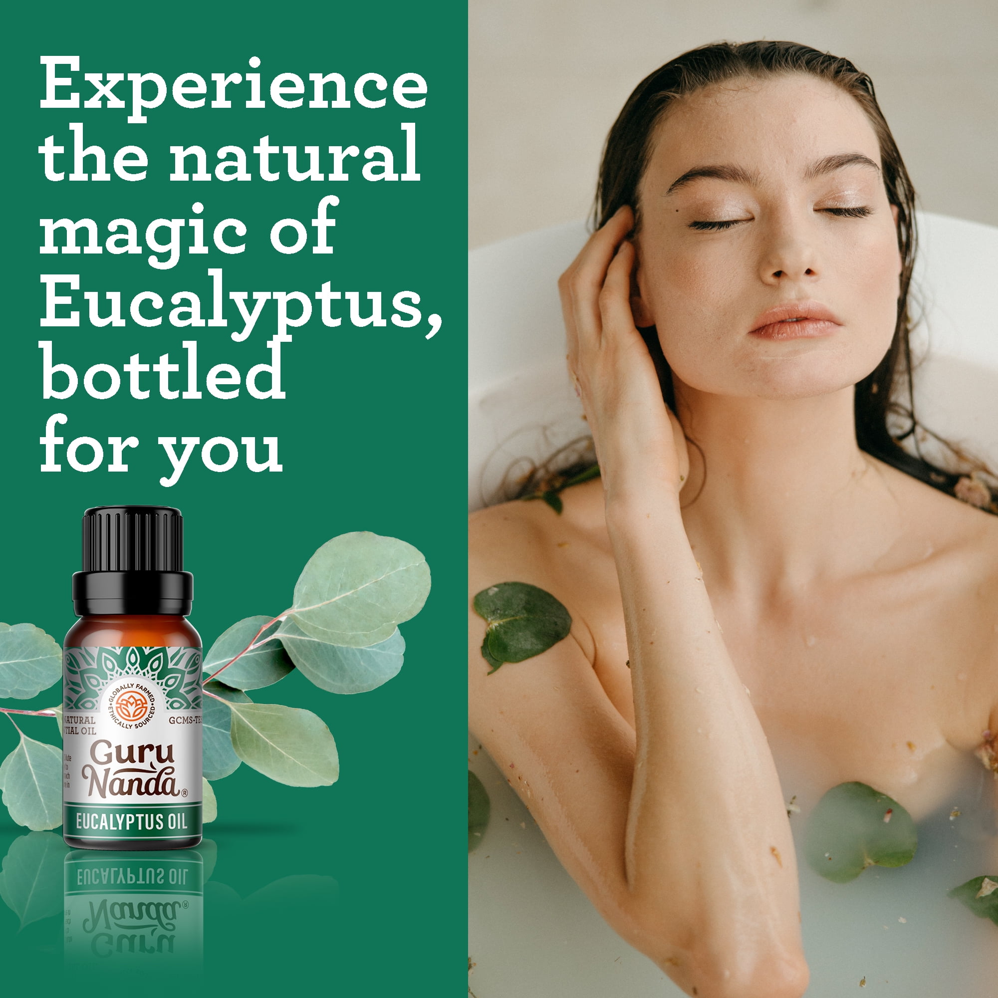 GuruNanda 100% Pure & Natural Eucalyptus Essential Oil for Aromatherapy & Diffuser - 15ml