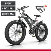 Aostirmotor vélo de montagne électrique 750w 48v15ah batterie au lithium amovible, gros pneus ebike 26x4.0 pouces vélo électrique pour adultes, gris