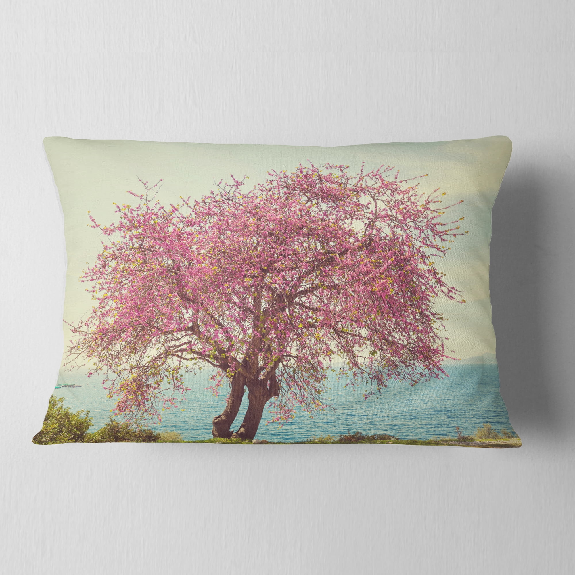 Designart 12" x 20" Pink Polyester Throw Pillow