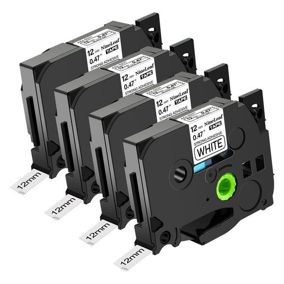 NineLeaf 4 Pack Compatible for Brother P-Touch TZe TZ Label Maker Tape TZe-S231 TZ-S231 12mm 0.47'' Extra Strength Laminated White Label Tape