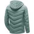 thumbnail image 3 of IROINNID Men's Long Sleeve Puffer Mid-Length Hoodie Jacket Solid Color Casual Winter Stitching Thick Fit Side Seam Pockets Warm Cotton Jacket, 3 of 4