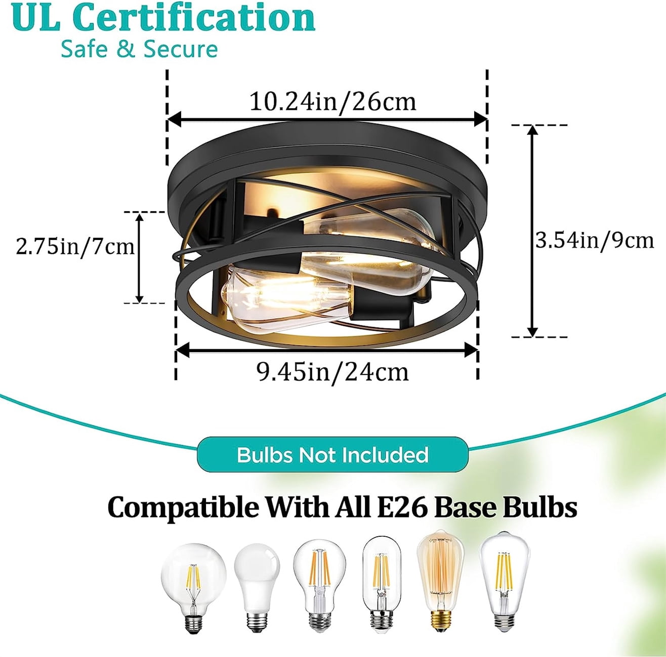 2 Pack Farmhouse Flush Mount Ceiling Light Ceiling Light Fixtures Industrial Flush Mount Ceiling Light for Hallway, Kitchen, Foyer, Bedroom Living Room Laundry