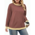 thumbnail image 2 of NISVIYA Womens Plus Size Casual Crewneck Color Block Blouses Trendy Winter Fashion Oversized Sweatshirts, 2 of 6