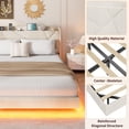 thumbnail image 4 of King Size Floating Bed Frame with LED Lights & Charging Station - Upholstered Platform Bed with Storage Headboard, Folding Shelves & Metal Slats, No Box Spring Needed, Beige, 4 of 8