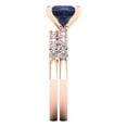 thumbnail image 3 of Clara Pucci 14K Rose Gold Princess Cut 2Ct Simulated Blue Sapphire Engagement Ring + Matching Band - Luxury Box Included, 3 of 7