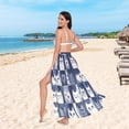 thumbnail image 6 of FORMRS Womens Long Sarong Beach Wrap Semi-Sheer Bikini Skirt Bathing Swimsuit Cover Up, Blue Cats and Hearts, 6 of 7