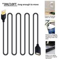 thumbnail image 4 of USB Cable Extension, Besgoods 5-Pack 10ft USB Extension Cables - Extra Long USB 2.0 A Male to A Female Cable with Gold-Plated Connector for Keyboard, Mouse, Printer - Black, 4 of 7