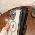 thumbnail image 2 of Magnetic Clear Glitter Case for iPhone 15 Pro, [Compatible with MagSafe] Cute Bling Sparkly Diamond Rhinestone with Camera Lens Protector TPU Bumper Slim Women Girls Case Cover, Darkpurple, 2 of 7