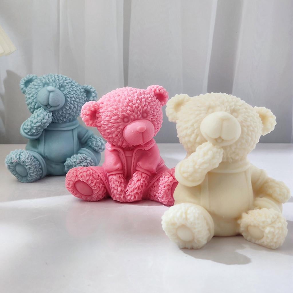 Osdhezcn Handmade Candle Mold 3D Animal Silicone Mold Reusable Sitting Bear Resin Mold
