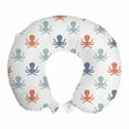 thumbnail image 1 of Octopus Travel Pillow Neck Rest, Ocean Animal Tentacles Silhouettes Sea Life Underwater Wildlife Abstract, Memory Foam Traveling Accessory Airplane and Car, 12", Blue Grey Cinnamon, by Ambesonne, 1 of 3
