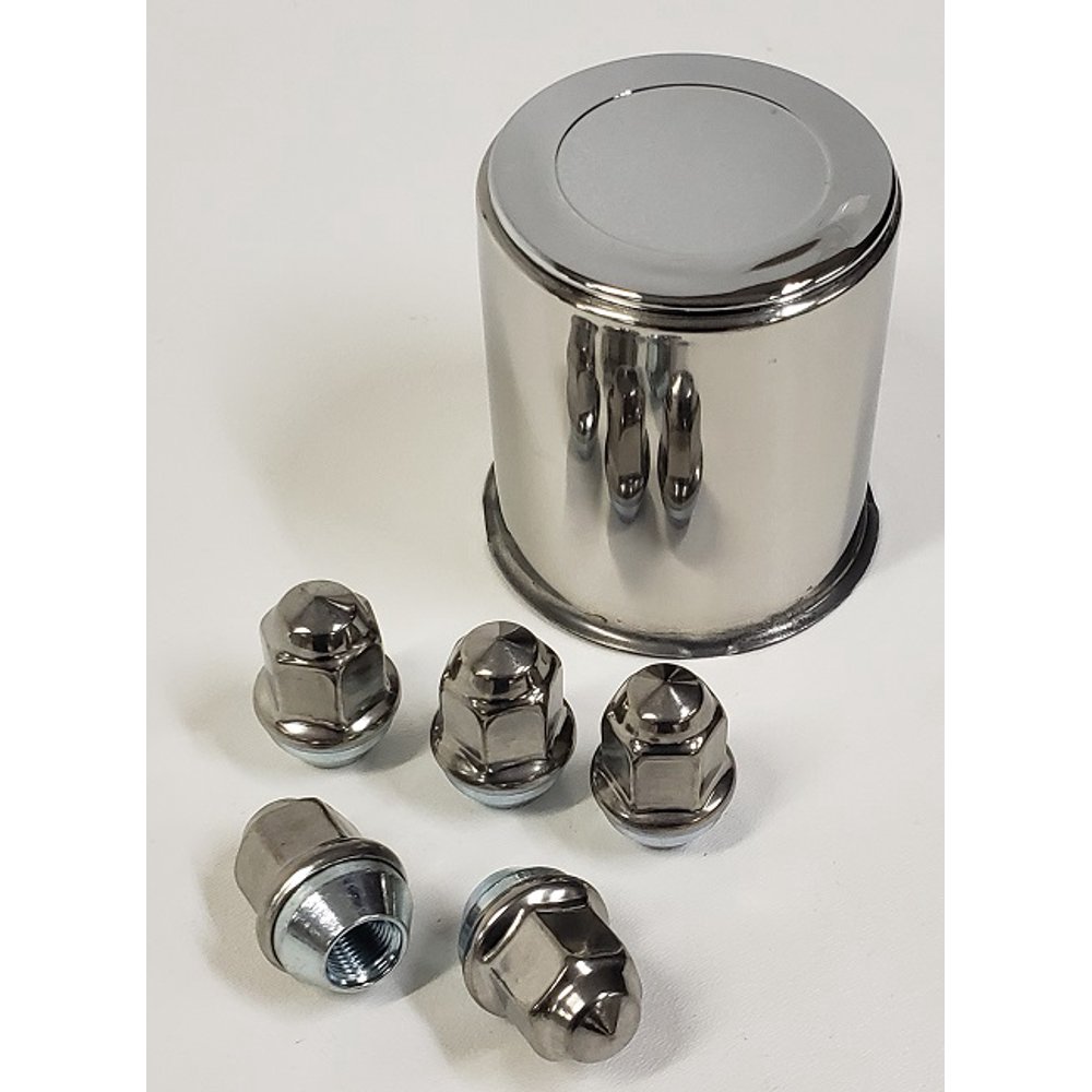 Trailer Wheel Lug and Cap Set. Stainless Steel Hub Cover 5 SS Lugs 3