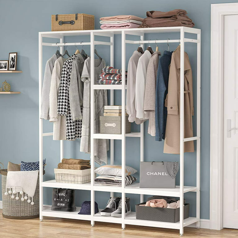Freestanding Closet Organizer Systems with Shelves, Open Wardrobe Closet for Hanging Clothes 17 Stories