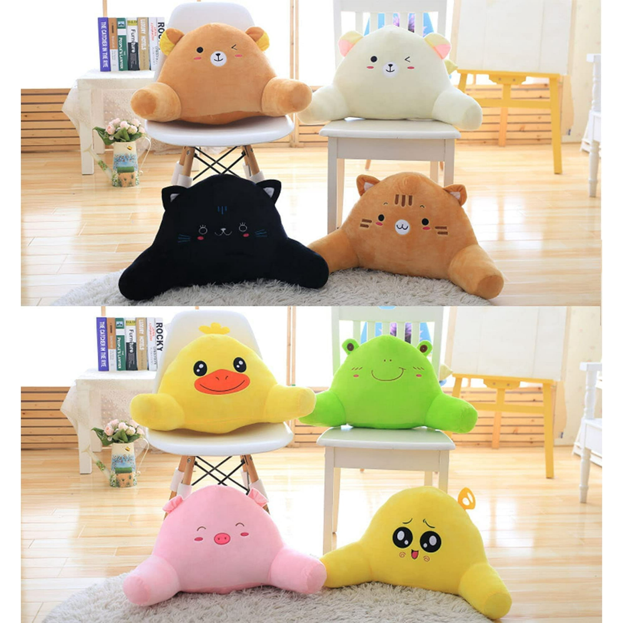 Ffiy Cute Bed Rest Reading Pillow Plush Lumbar Pillows Waist Rest Cushion With Cartoon Animal Design Bedrest Pillow With Arms For Sitting In Bed R