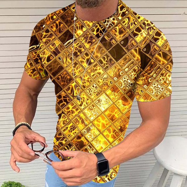 LSLJS T-Shirt à Manches Courtes Col Rond pour Hommes Haut Athlétique Décontracté Imprimé Géométrique T-Shirt Graphique Tee Extérieur Quotidien Vacances Printemps Automne Vêtements, Cadeaux pour Hommes