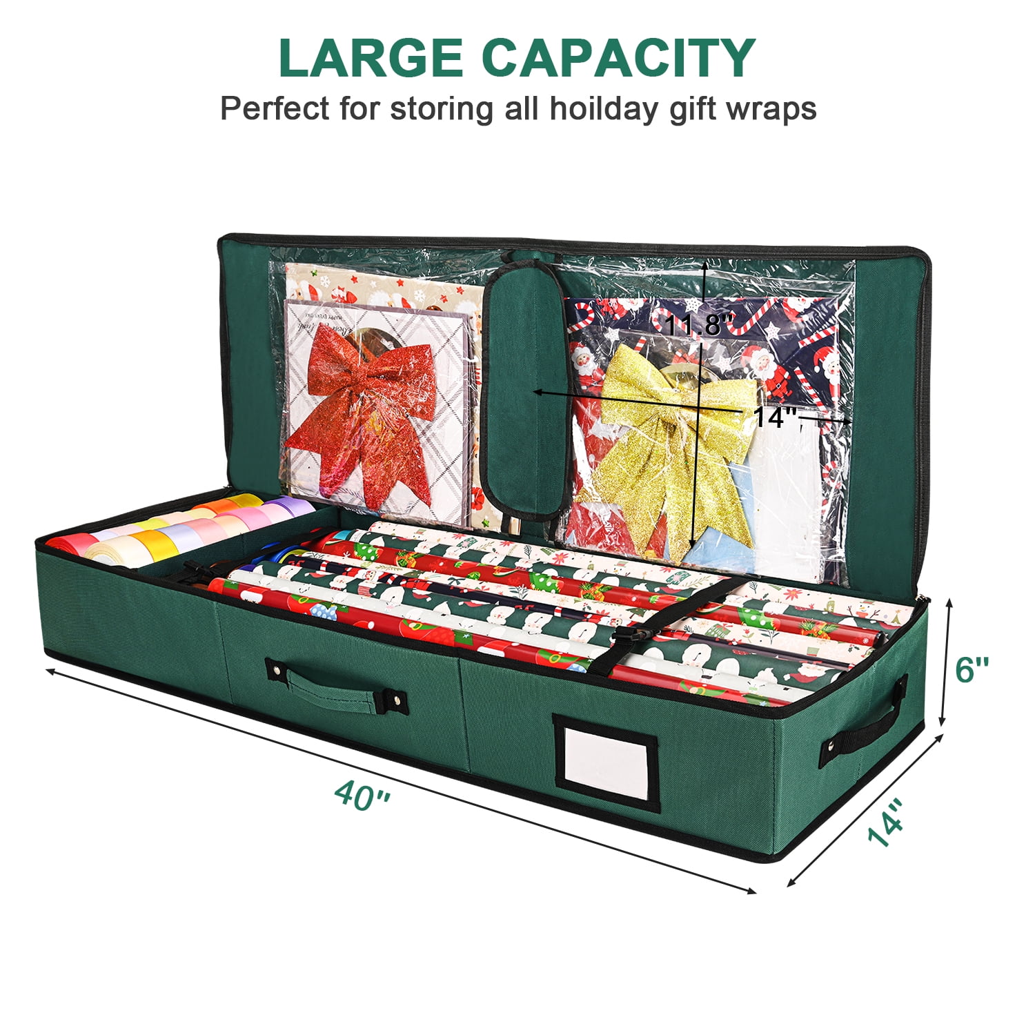 Timberlake Wrapping Paper Storage Organizer in Red and Green