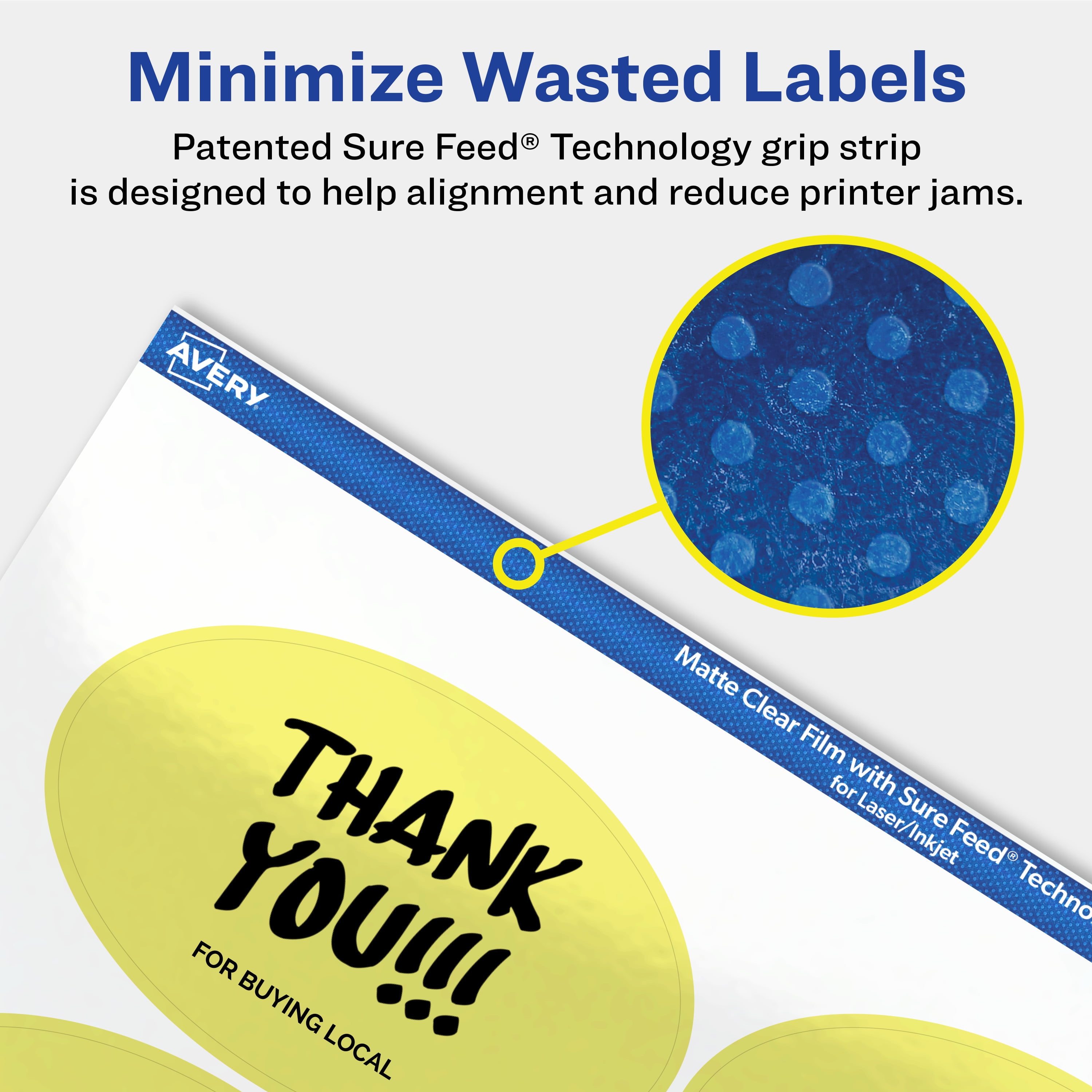 Avery Matte Clear Oval Labels, 2" x 3-1/3", 800 Total