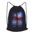 thumbnail image 1 of XMXT Waterproof Gym Bag, Game Icons Double Color Print Blue Drawstring Backpack for Men, m Black, 1 of 8
