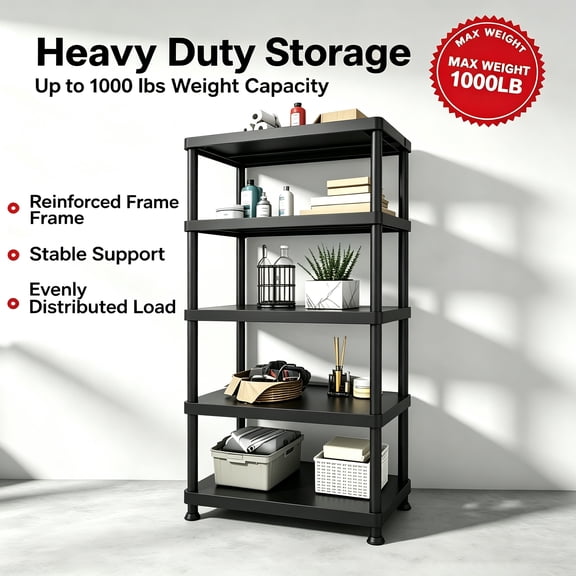 five Tier Heavy Duty Modular Plastic Storage Shelving