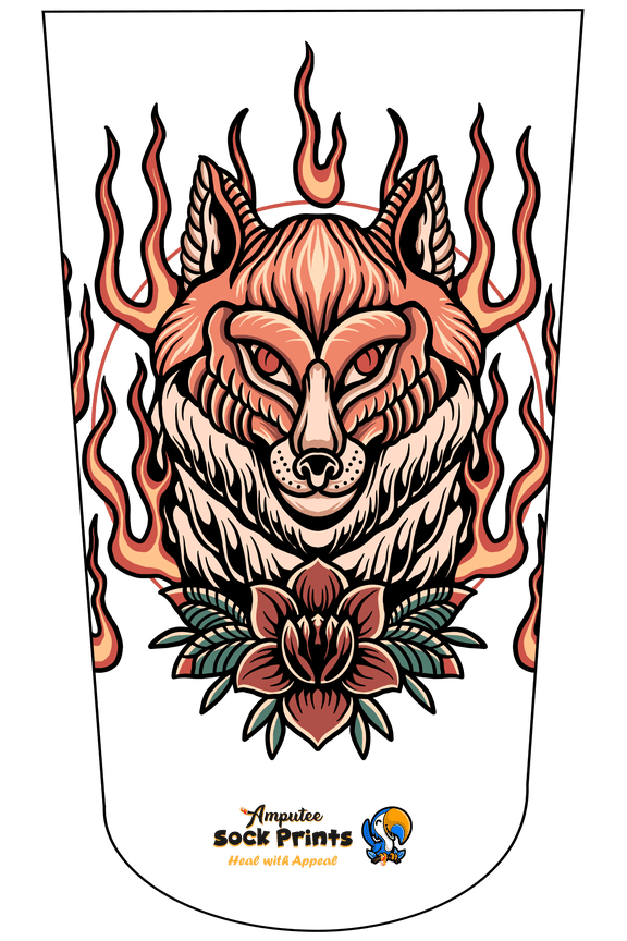 Amputee Sock "Woman and Santa V1" 3PLY Residual Wound, Over Shrinker Sock