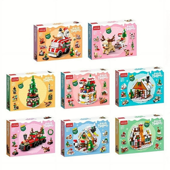 Christmas Series Small Assembly Insert Building Blocks, Santa Claus Toys For Children, Holiday Surprise Gift, Halloween Gifts For Boys And Girls, Christmas Elk, Christmas Train, Christmas Tree