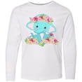 thumbnail image 3 of Inktastic Cute Baby Elephant with Flowers Long Sleeve Youth T-Shirt, 3 of 5