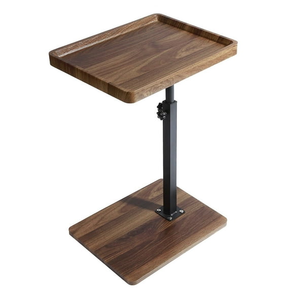 BEJOLO C Shaped Side Table with Wheels, Adjustable Height Table, Fits Most Couches/Beds, Rectangular, Green