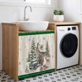 thumbnail image 2 of Christmas Cabinet Dishwasher Hidden Curtains, Privacy Closet Door Curtain, Xmas Truck Trees Elk Gifts House Winter Plaid Green Adhesive Dust Proof Under Sink Skirt for Bathroom Kitchen 35"x35", 2 of 8