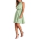 thumbnail image 4 of Vestido Floral Sin Mangas con Cuello Halter y Cintura Fruncida para Mujeres Chic S Verde Claro, 4 of 5