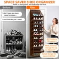 thumbnail image 4 of OGGDUJW 10-Tier Over the Door Shoe Organizer, Hanging Shoe Rack for Closet with Deep Pockets, Holds 20+ Pairs of Sneakers, Boots & Heels, Dark Brown, 4 of 8