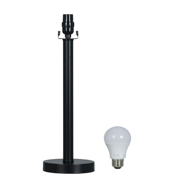 Mainstays Black 18 75 Usb Column Table Lamp Base With Led Bulb Included Com Mainstays Black 18 75 Usb Column Table, Chrome 5 Branch Chandelier With Black Shader