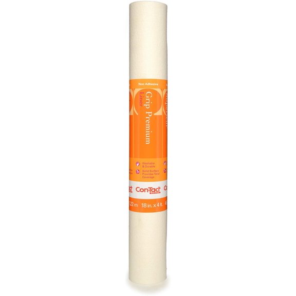 Con-Tact Brand Solid Grip Premium Non-Adhesive Non-Slip Shelf and Drawer Liner, 18-Inches by 4-Feet,Cream White