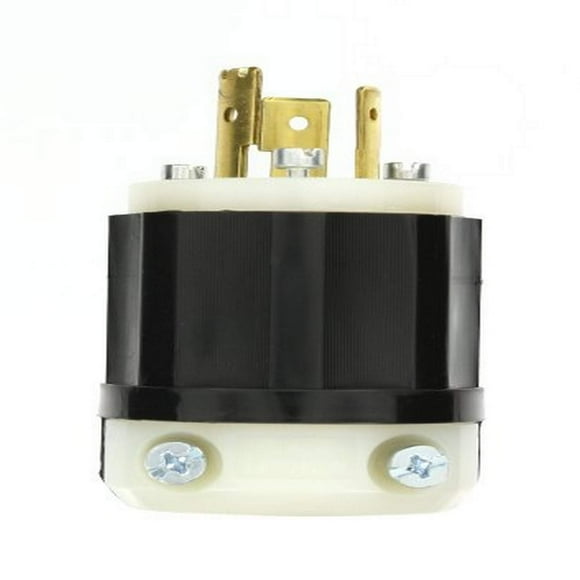 Leviton 3721 20 Amp, 347 Volt, NEMA L24-20P, 2P, 3W, Locking Plug, Industrial Grade, Grounding - Black-White