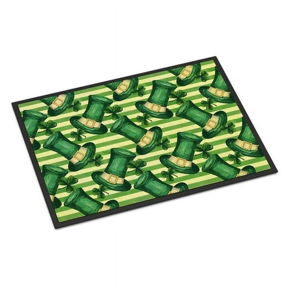 Watercolor St Patricks Day Leprechan Hat Indoor or Outdoor Mat, 24 x 36 in.