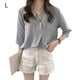 thumbnail image 1 of Qarigey Camisa a rayas Mujer Blusa de verano Cuello Suelta Top casual Prendas para la parte del cuerpo Azul claro L, 1 of 8