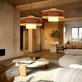 thumbnail image 4 of Arturesthome Linen Lampshade Rattan Weaving Pendant Lights Wicker Chandelier Hanging Ceiling Light Fixture for Kitchen Island, 4 of 12