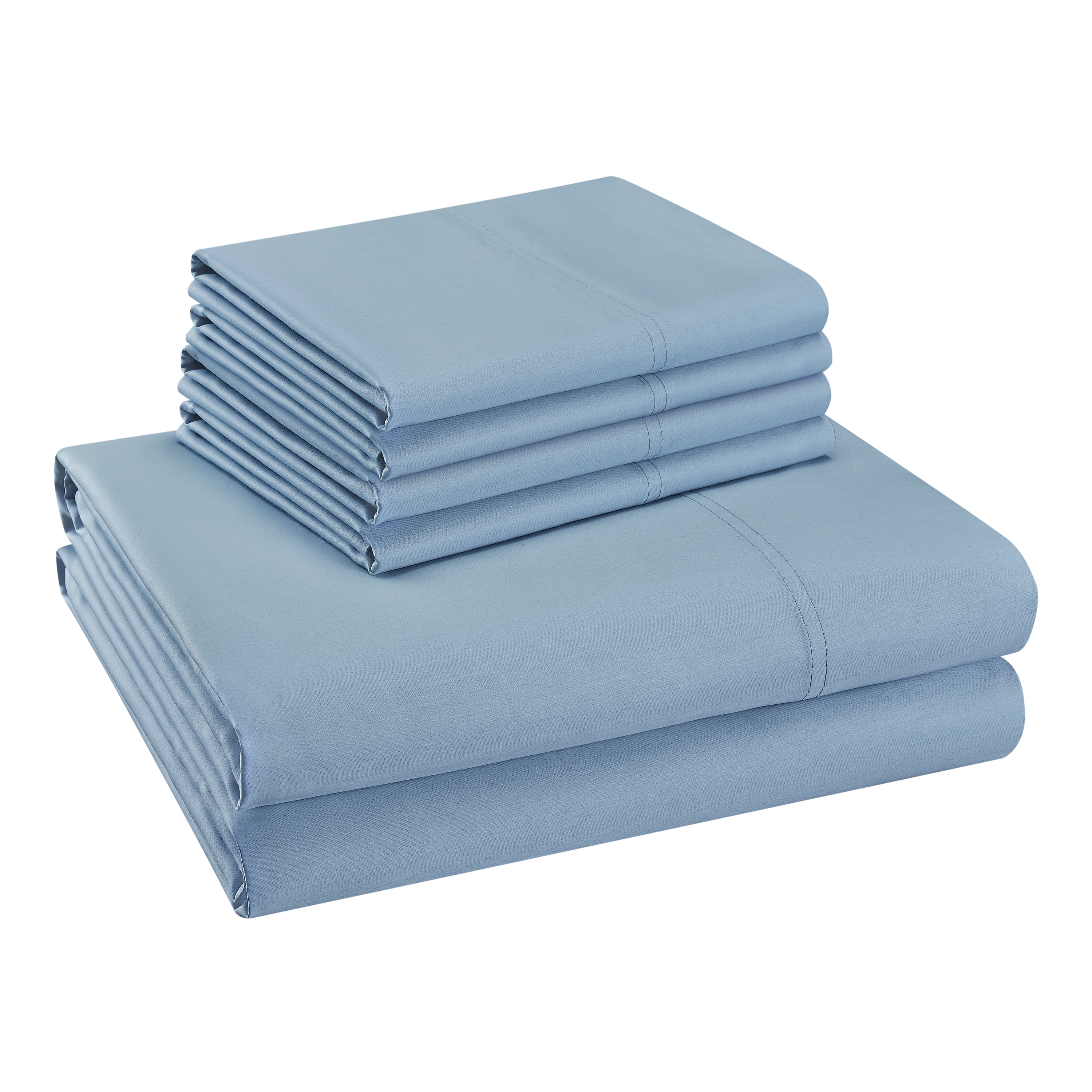 Hotel Style 800 Thread Count Cotton Rich Sateen Bed Sheet Set, Queen, Blue, Set of 6