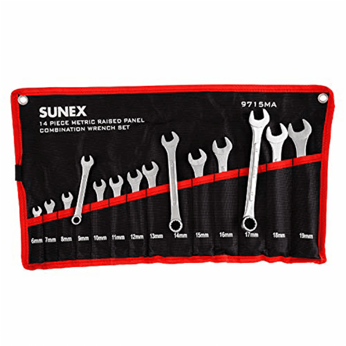 Sunex 9715A 14pc Metric Raised Panel Combination Wrench Set