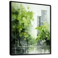 thumbnail image 2 of Designart "Zesty Lime Urban Outline" Skyscrapers Floater Framed Wall Decor, 2 of 5