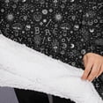 thumbnail image 3 of Oversized Wearable Blanket Hoodie,Black White Halloween Symbol Pattern Sherpa Blanket Hoodie with Super Pockets,Super Warm Fuzzy Pullover for Women & Men, 3 of 6