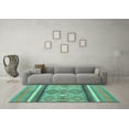 thumbnail image 3 of Ahgly Company Machine Washable Indoor Rectangle Abstract Turquoise Blue Modern Area Rugs, 8' x 10', 3 of 4